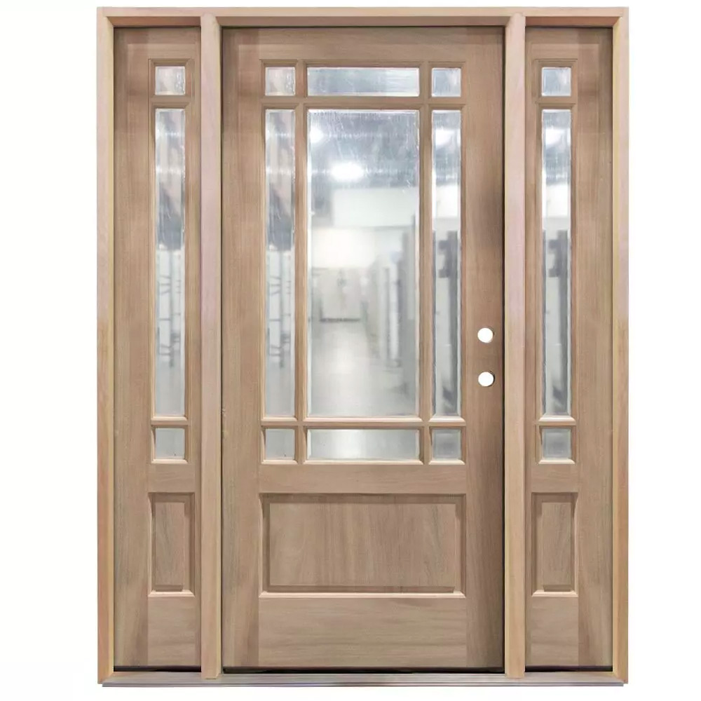 TCM700 Exterior Wood Door w/ Sidelites - Clear Glass - Left Hand